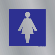 Pictogram wc dames blauw wit aluminium