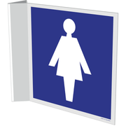 Pictogram wc dames blauw wit pvc haaks gemonteerd