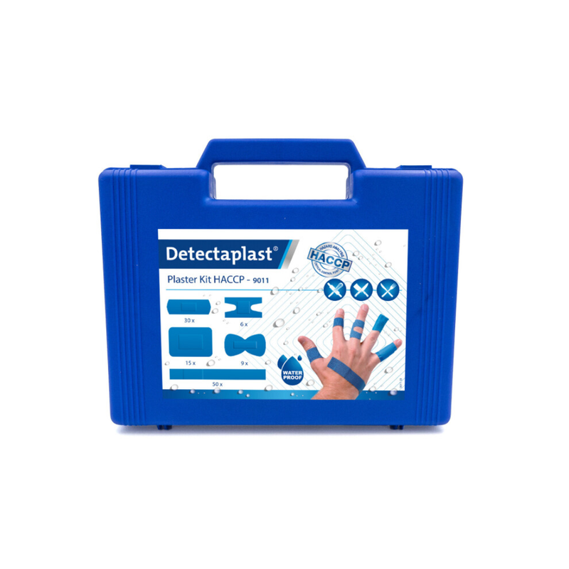 Pleisterkit met waterbestendige pleisters, geschikt voor horeca-omgeving en HACCP erkend