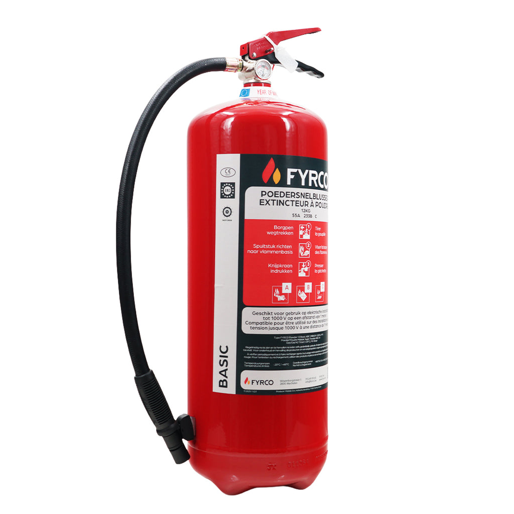 Poederbrandblusser 12kg ABC voor grote oppervlaktes 