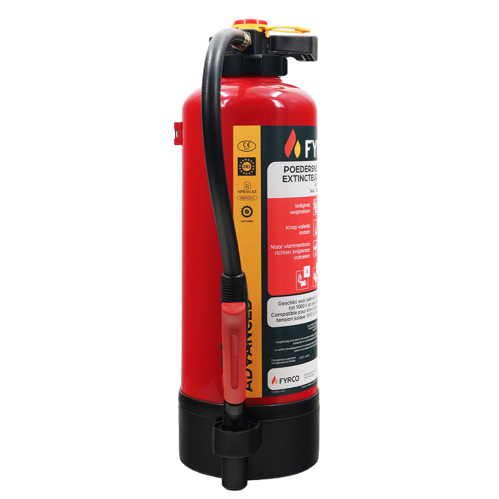 Poederbrandblusser 6kg ABC met intern patroon en BENOR gekeurd
