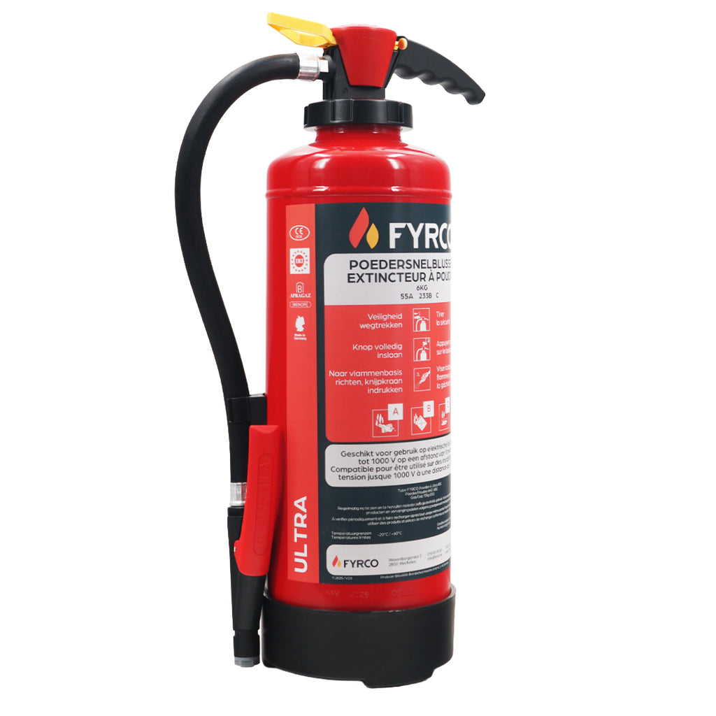 Poederbrandblusser 6kg ABC met intern patroon en BENOR gekeurd