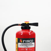 Poederbrandblusser 9kg ABC met intern patroon en BENOR gekeurd close-up brandblusserkop