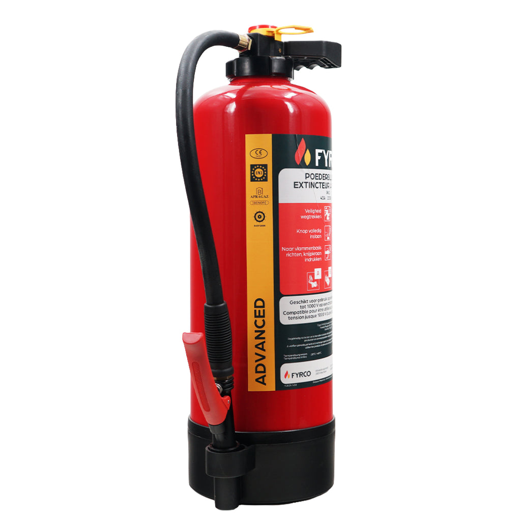 Poederbrandblusser 9kg ABC met intern patroon en BENOR gekeurd