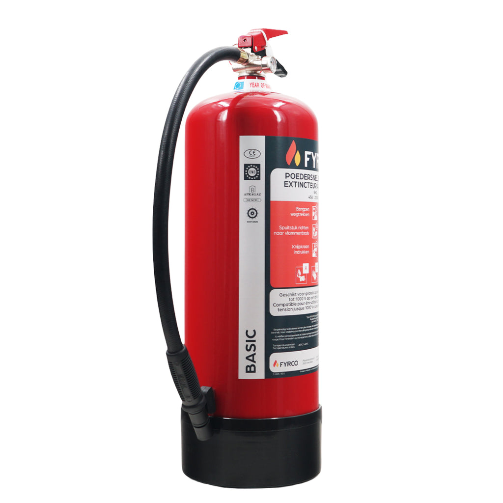 Poederbrandblusser 9kg ABC onder permanente druk en BENOR gekeurd
