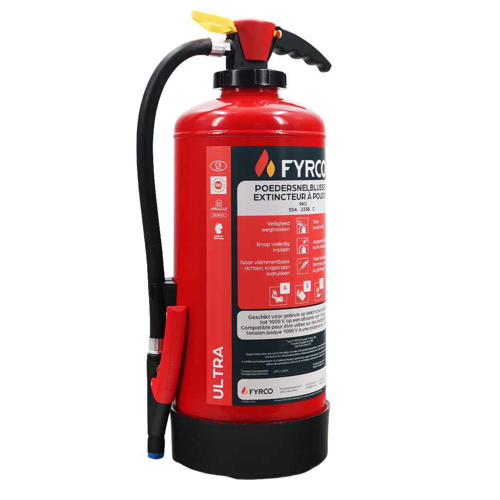 Poederbrandblusser 9kg ABC met intern patroon en BENOR gekeurd