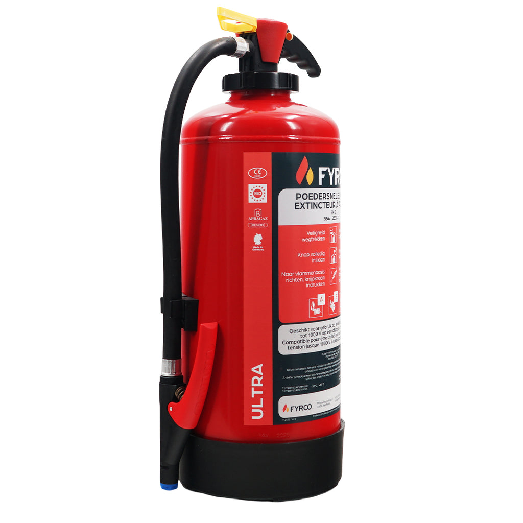 Poederbrandblusser 9kg ABC met intern patroon en BENOR gekeurd