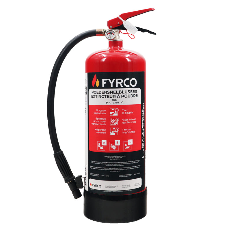 Poederbrandblusser voertuigen 6kg ABC met BENOR V-label 