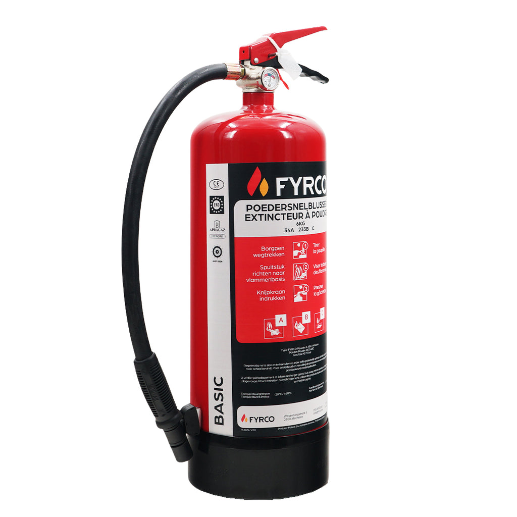 Poederbrandblusser voertuigen 6kg ABC met BENOR V-label 