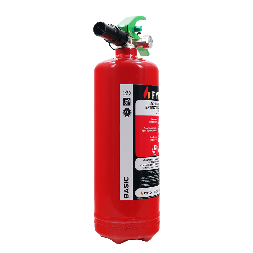 Schuimvet-brandblusser fluorvrij 2l vorstbestendig en BENOR gekeurd