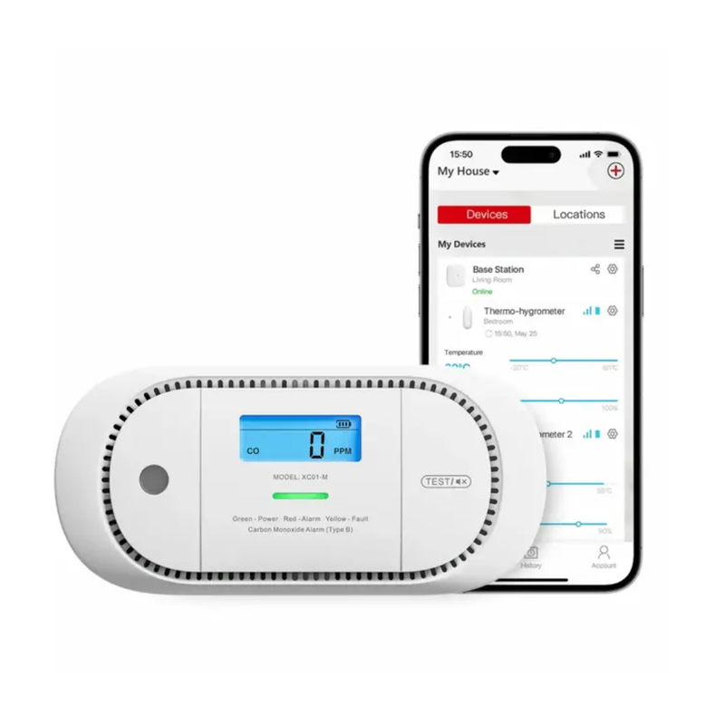X-Sense draadloos koppelbare CO-melder Link+ Pro met Figaro elektrochemische sensoren met applicatie smartphone
